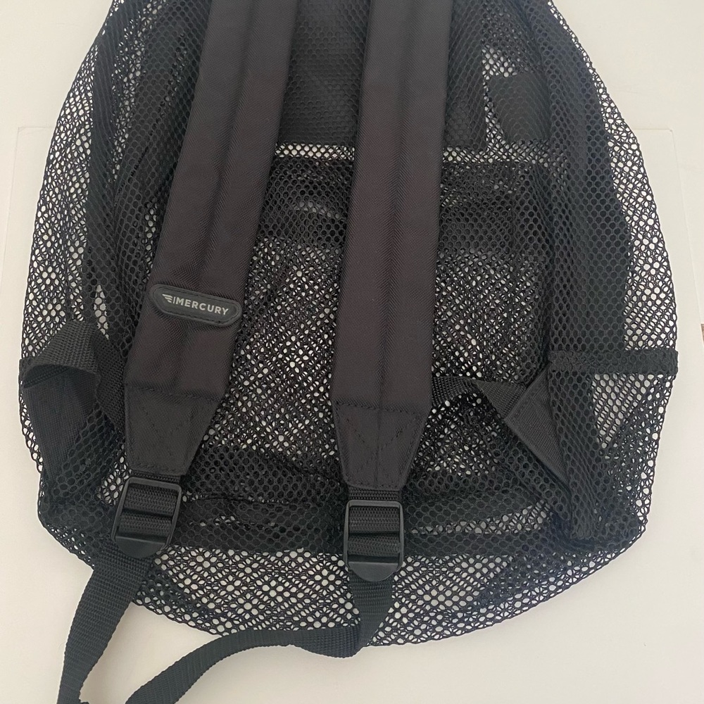 Mercury Luggage Black Mesh Bag Backpack.